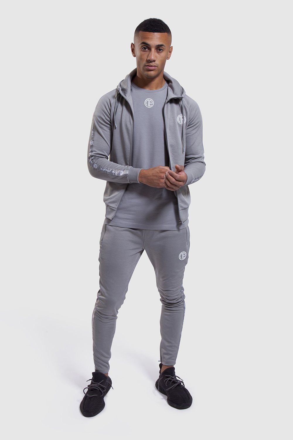 Firestone II gym joggers and hoodie in grey